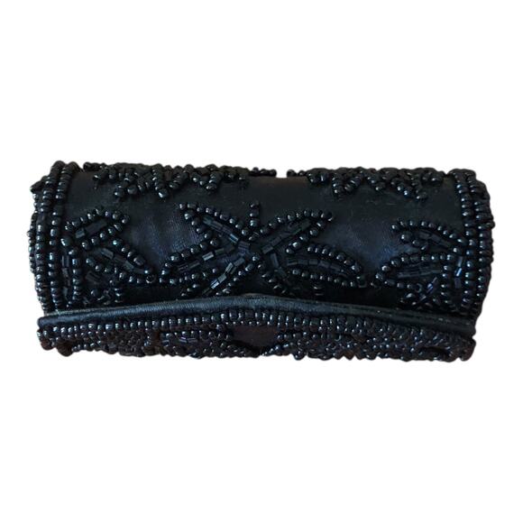 Vintage Beaded Evening Lipstick Case Holders Lot Red & Black Floral With Mirrors - Picture 3 of 16